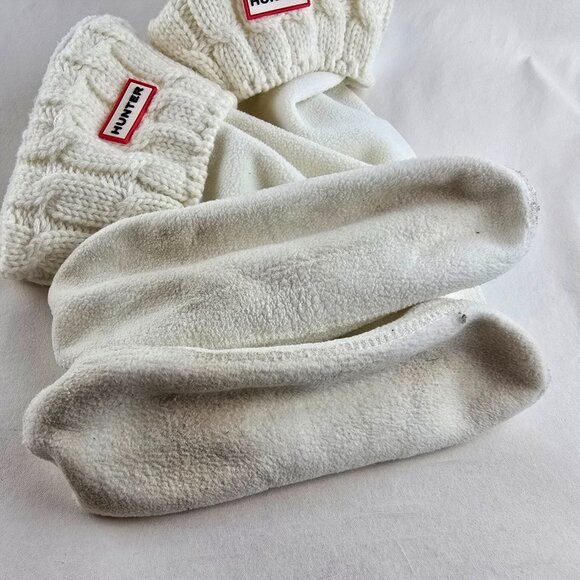 HUNTER Original Cable Knit Short Hunter White Rain Boot Liner Socks Size L TBT - Picture 4 of 6